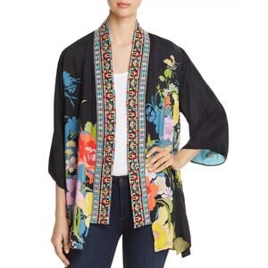 Johnny Was Fuska Kimono Reversible Embroidered Collar Trim, Size S Oversized